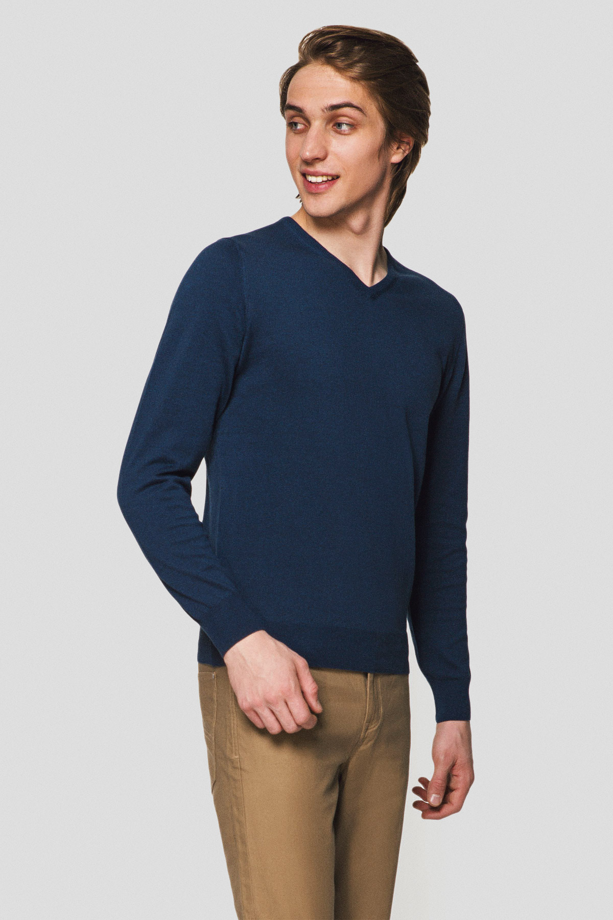 Lancerto Sweter Jeans Bawełniany w Serek Robin