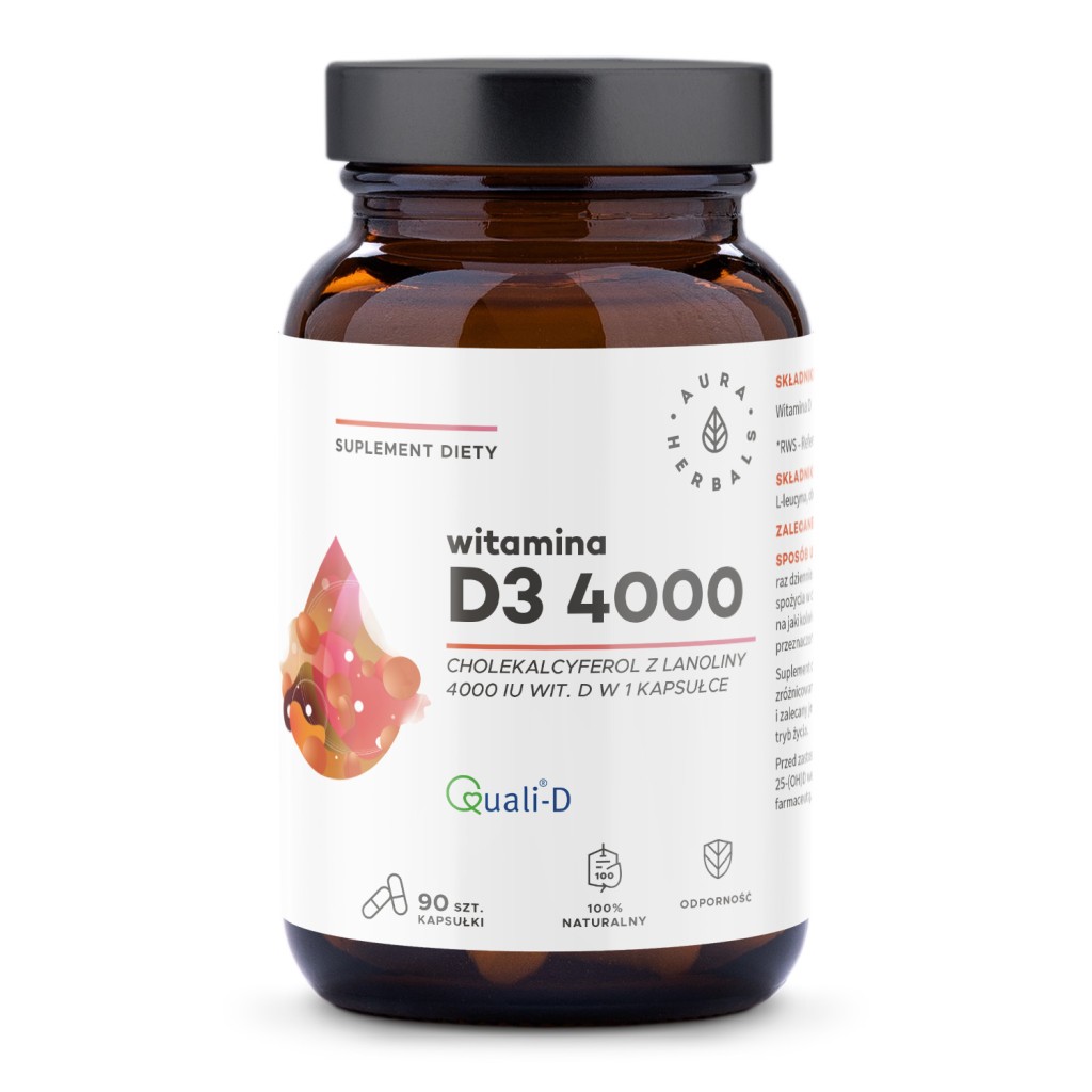 Aura Herbals suplement diety witamina D3 4000 IU, 90 kaps./1 opak.