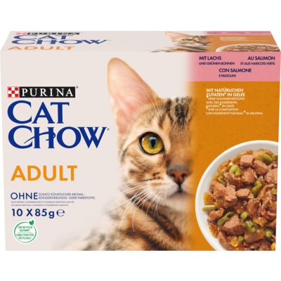 Karma dla kota CAT CHOW Adult Łosoś z zieloną fasolką 10 x 85 g