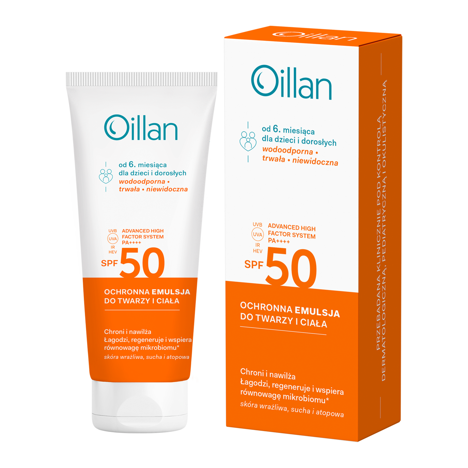 Oillan Sun ochronna emulsja przeciwsłoneczna z SPF50 do twarzy i ciała dla skóry wrażliwej, 100 ml