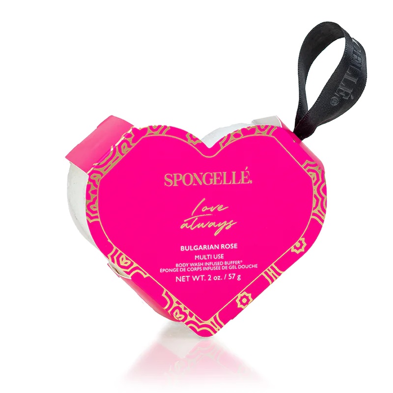Spongelle Heart Buffer gąbka nasączona mydłem do mycia ciała Bulgarian Rose, 1 szt.