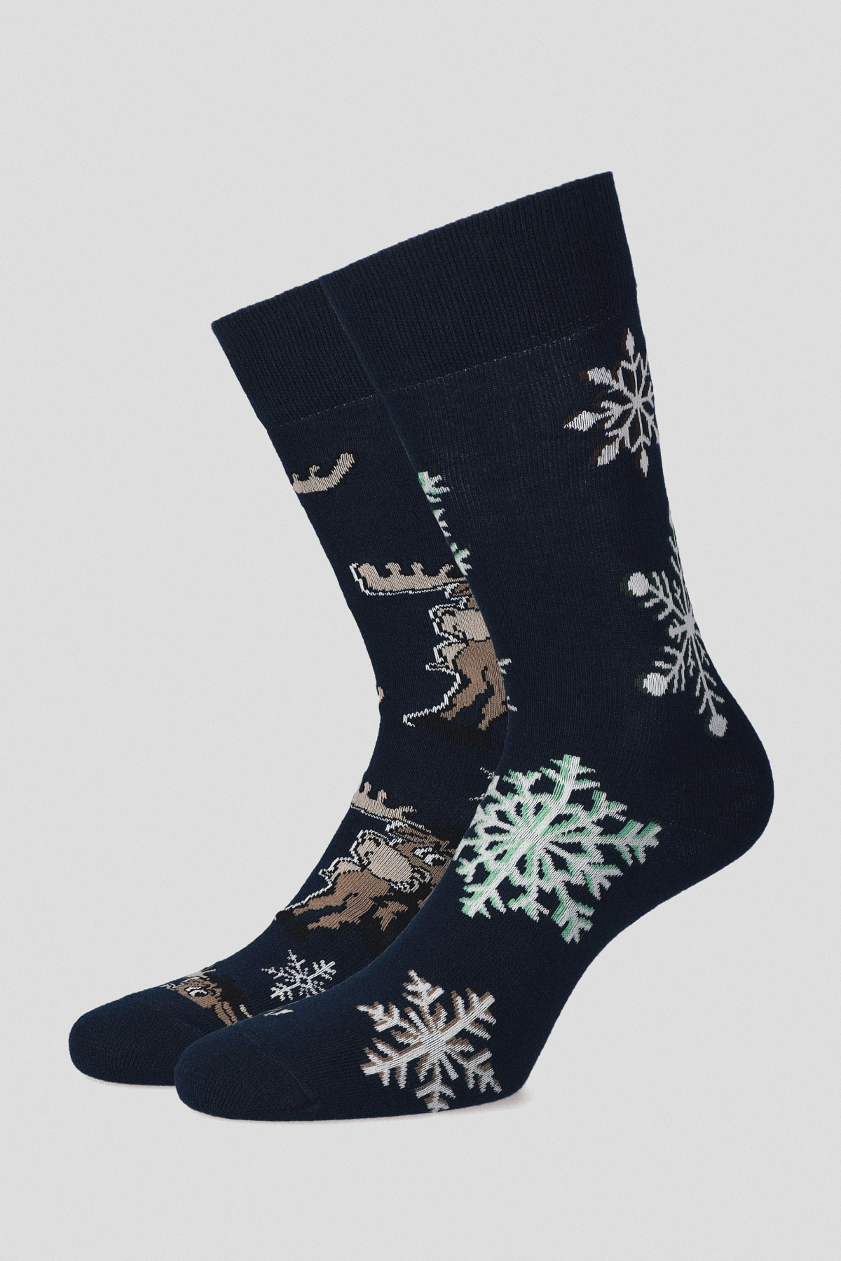 Lancerto Skarpety Granatowe Świąteczne w Renifery i Śnieżynki