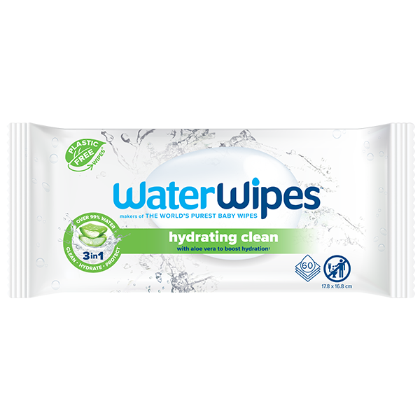 Waterwipes Hydrating Clean chusteczki nawilżane dla dzieci z ekstraktem z aloesu, 60 szt./1 opak.