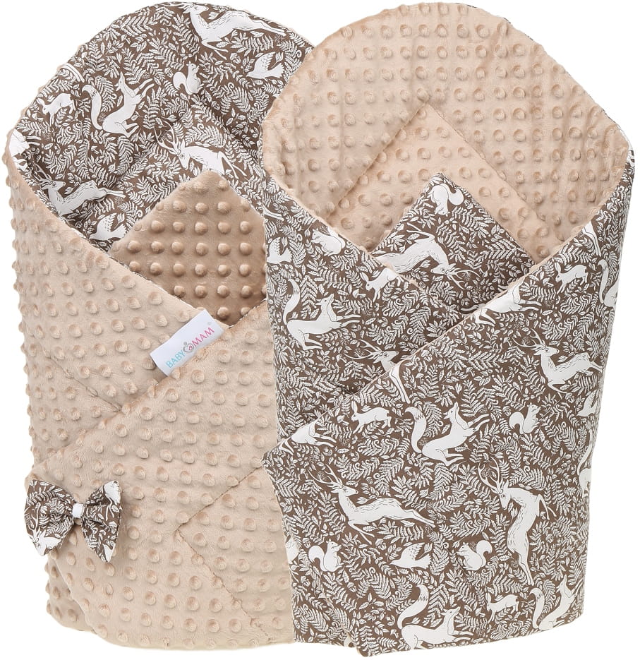 Babymam rożek becik niemowlęcy otulacz minky 80x80