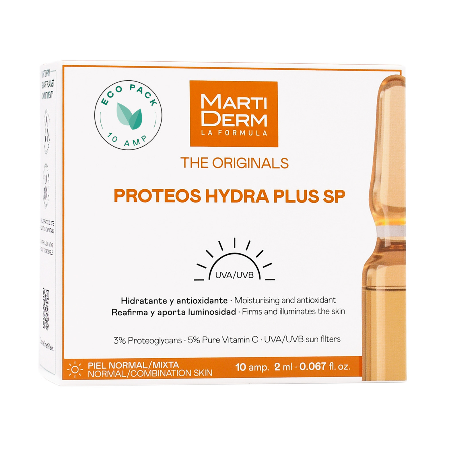 MartiDerm The Originals Proteos Hydra Plus SP serum do twarzy nawilżające z antyoksydantami w ampułkach, 10x2 ml