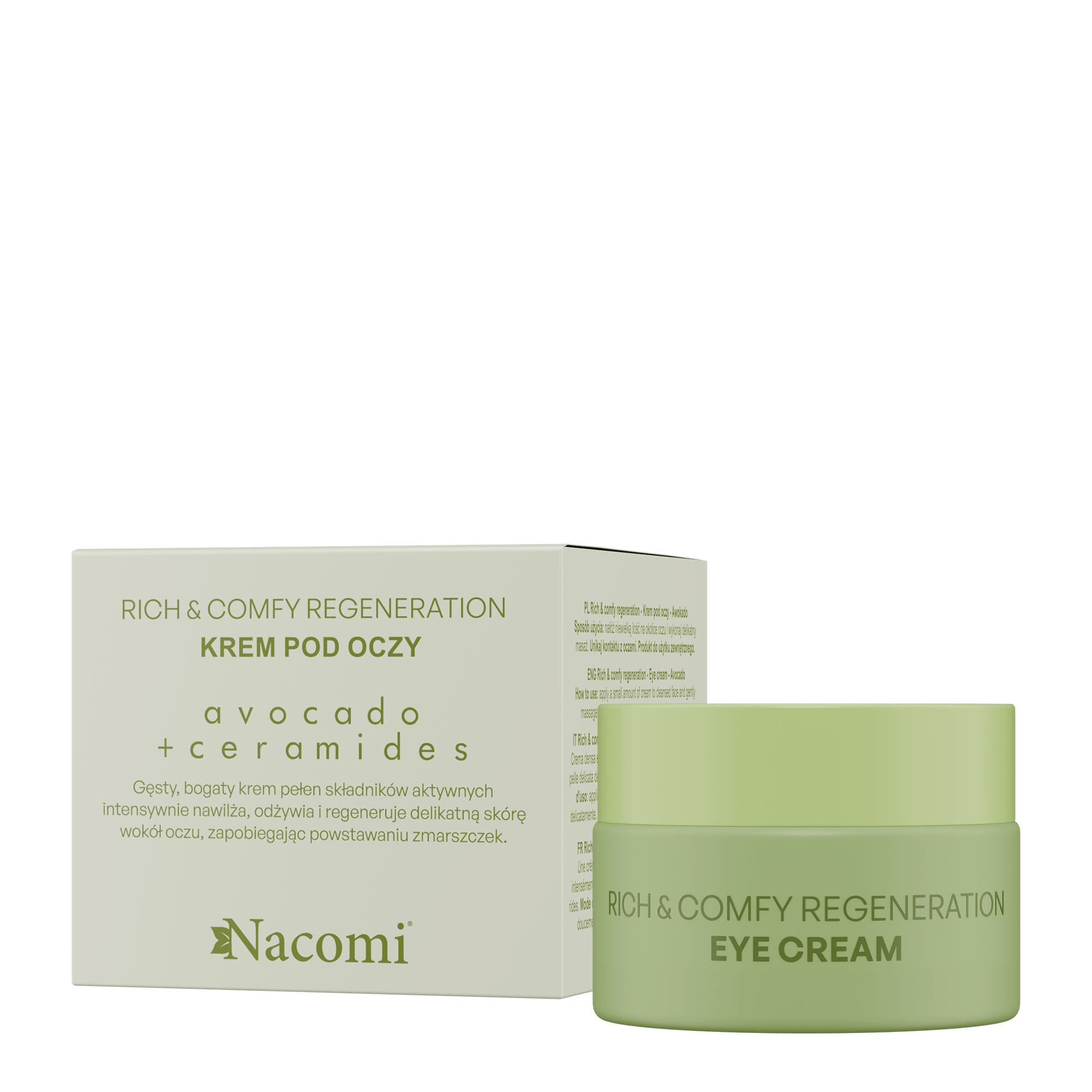 Nacomi Rich&comfy regeneration Avocado odmładzający krem pod oczy, 15 ml