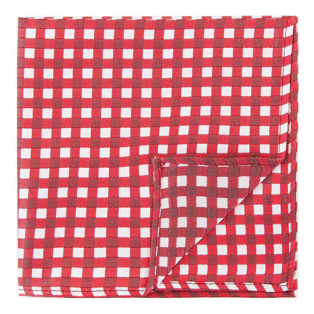 Poszetka z jedwabiu wzorzysta mała czerwono-biała