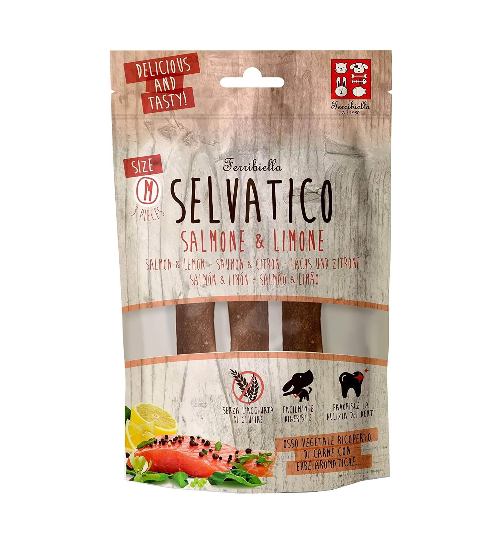 Ferribiella Gryzaki dla psa Selvatico łosoś i limonka