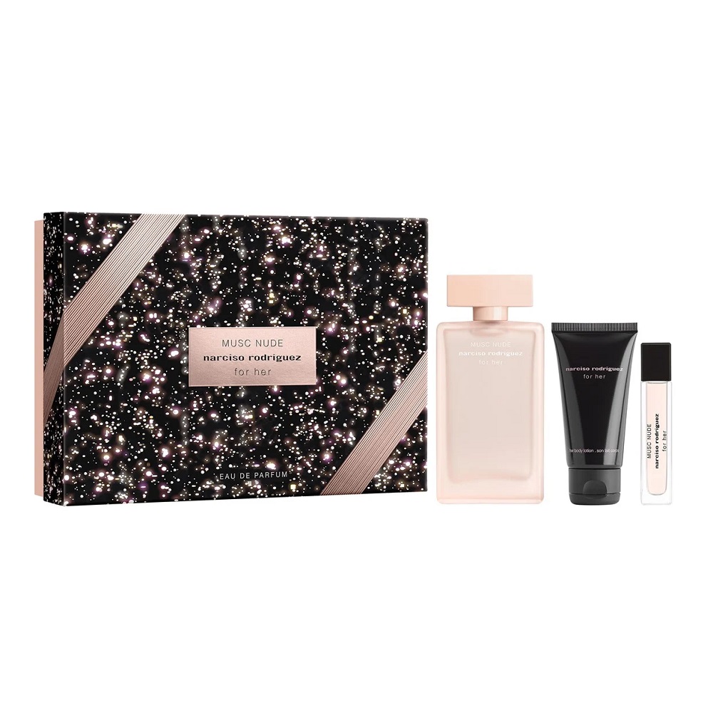 Narciso Rodriguez For Her Musc Nude zestaw: woda perfumowana damska, 100 ml + balsam do ciała, 50 ml + woda perfumowana damska 10ml