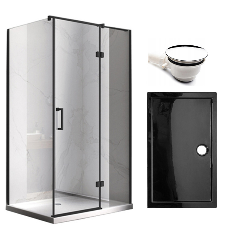 KABINA PRYSZNICOWA PROSTOKĄTNA Z BRODZIKIEM KZ03D/ST06C CZARNA/CZARNY 120x100 CM