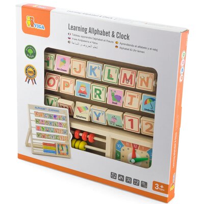 Tabliczka edukacyjna VIGA Learn from Fun 3w1 Nauka alfabetu, godzin, liczenia 50033