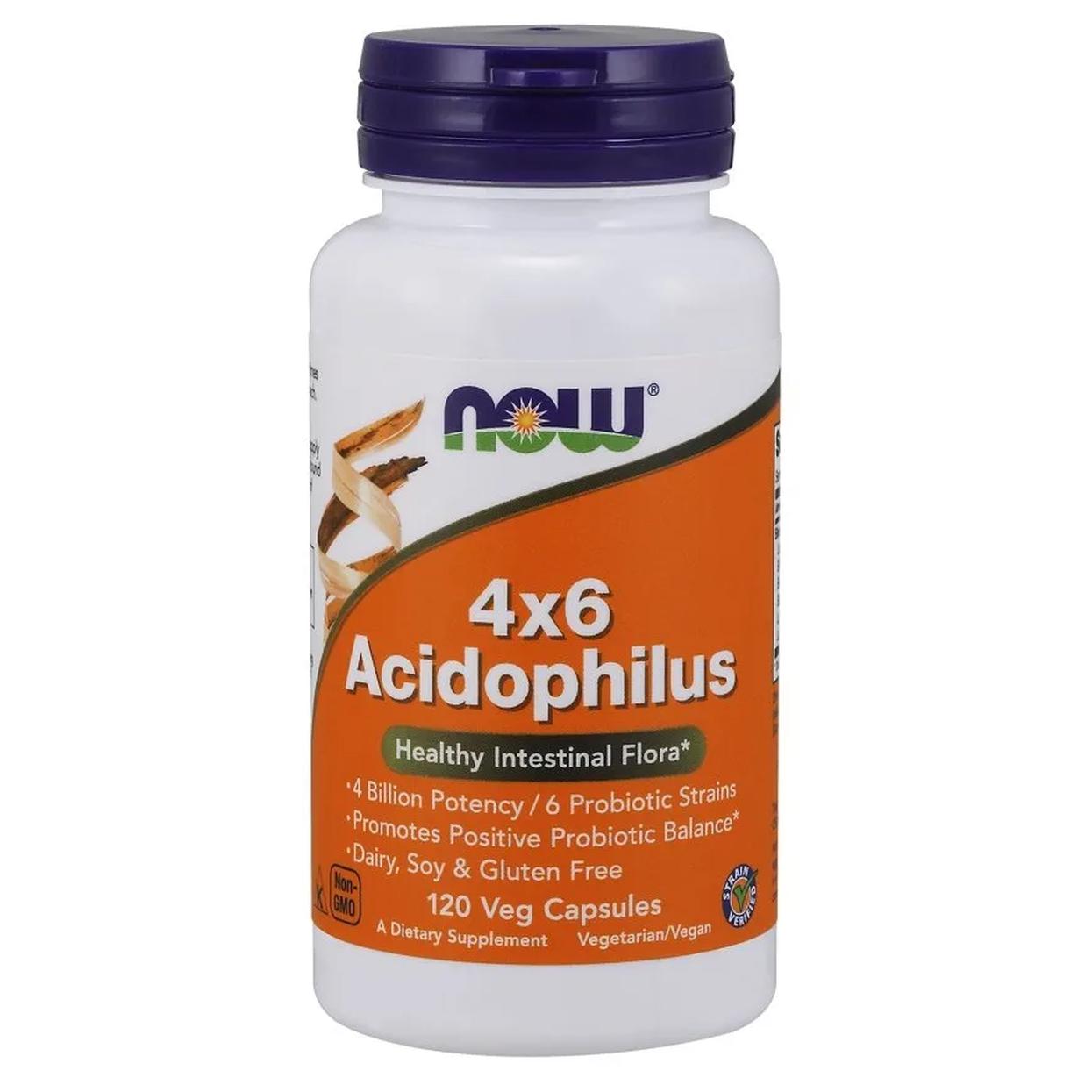 Now Foods suplement diety Acidophilus 4x6, probiotyki, 120 kaps./1 opak.