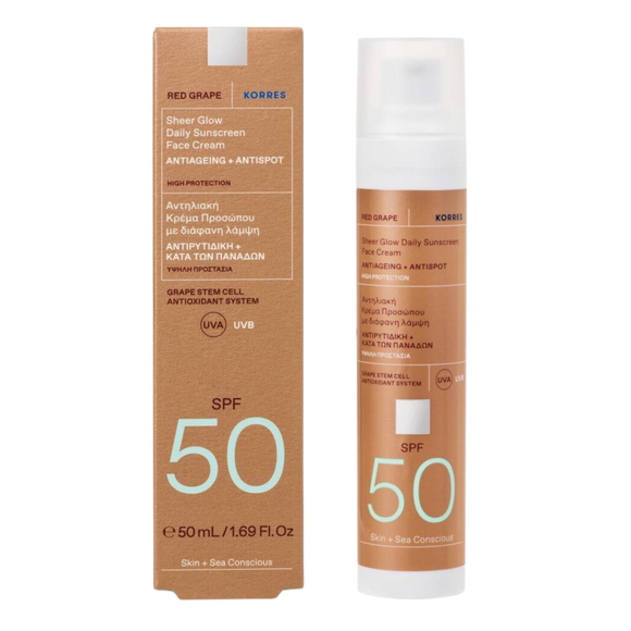 Korres lekki krem rozświetlający do twarzy SPF50, 50 ml