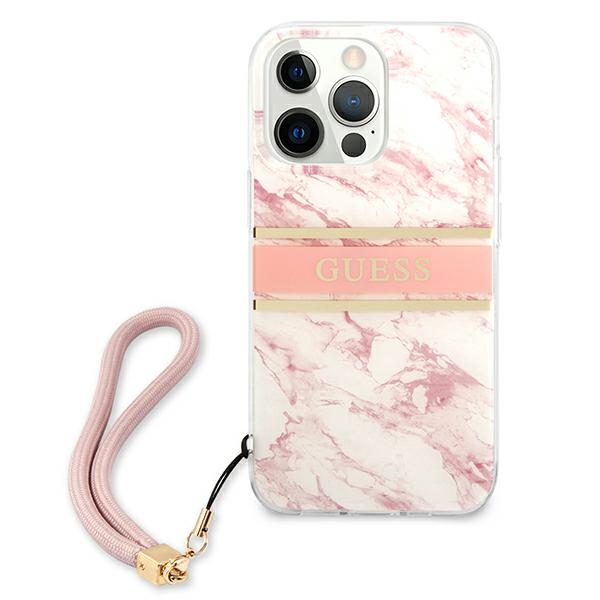 Guess Marble Strap Collection Pink - etui do iPhone 13 Pro Max