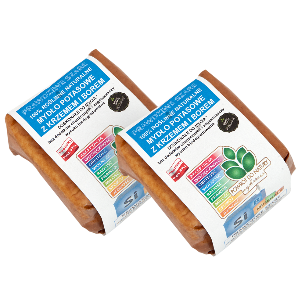 Powrót do natury Prawdziwe szare 100% roślinne naturalne mydło potasowe w kostce ”prawdziwe szare” z krzemem, 100 g