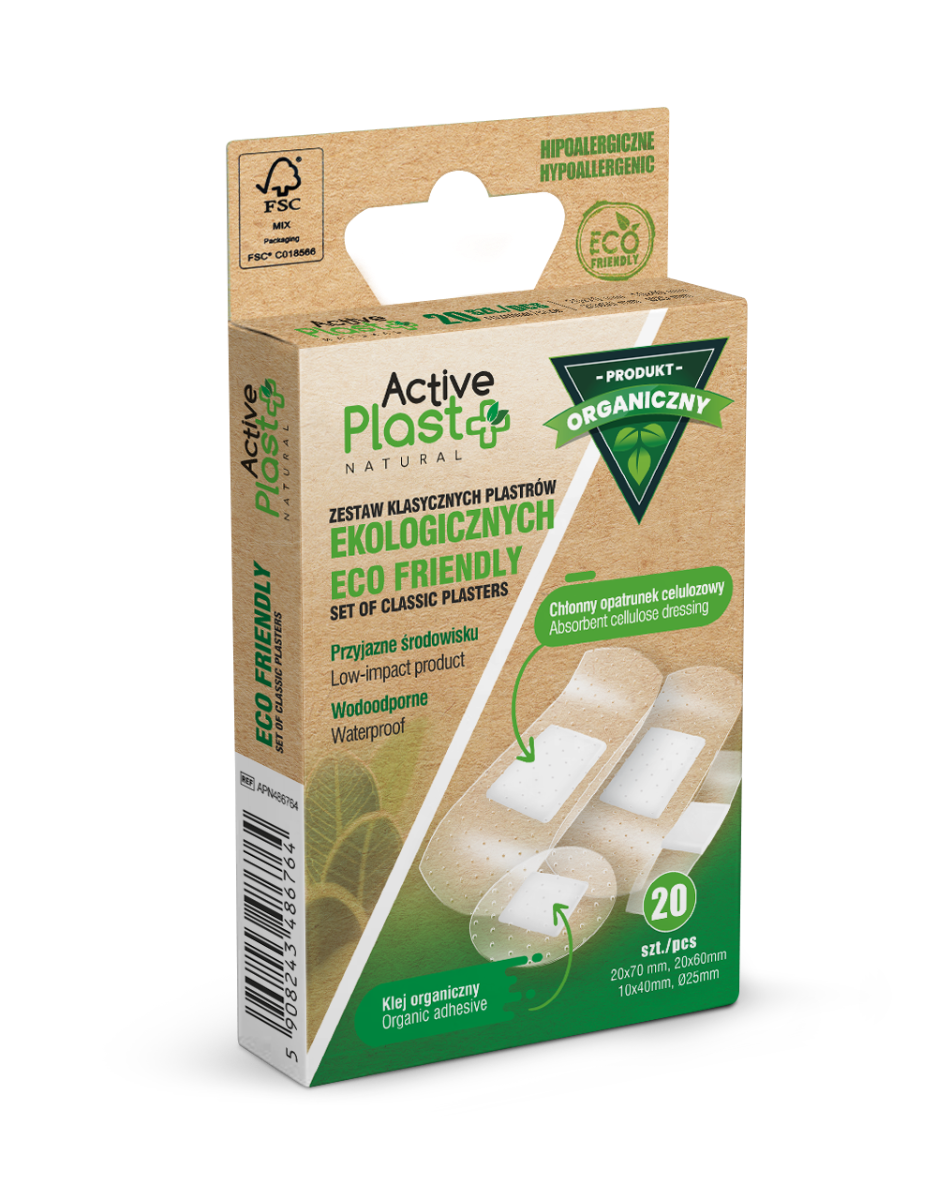 Active Plast, naturalne plastry Ekologiczne, 5-7x2cm, 5-6x2cm, 5-4x1cm, 5-Ø2,5cm, 20 sztuk