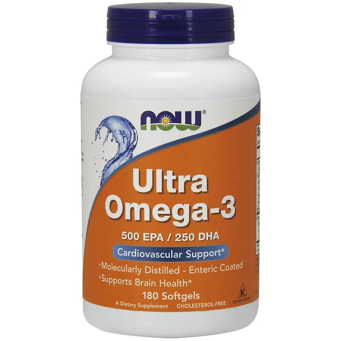 Now Foods Ultra Omega 3 suplement diety Omega 3, EPA DHA, 180 kaps./1 opak.