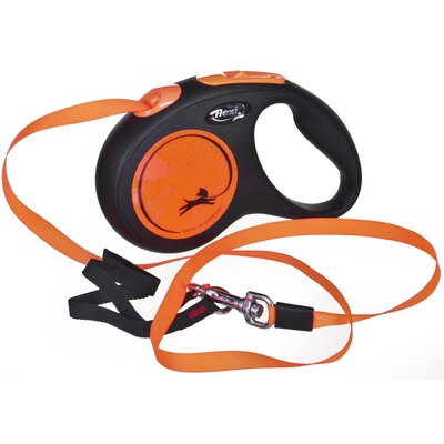 Smycz FLEXI New Neon M (5 m - 25 kg) Pomarańczowo-czarny