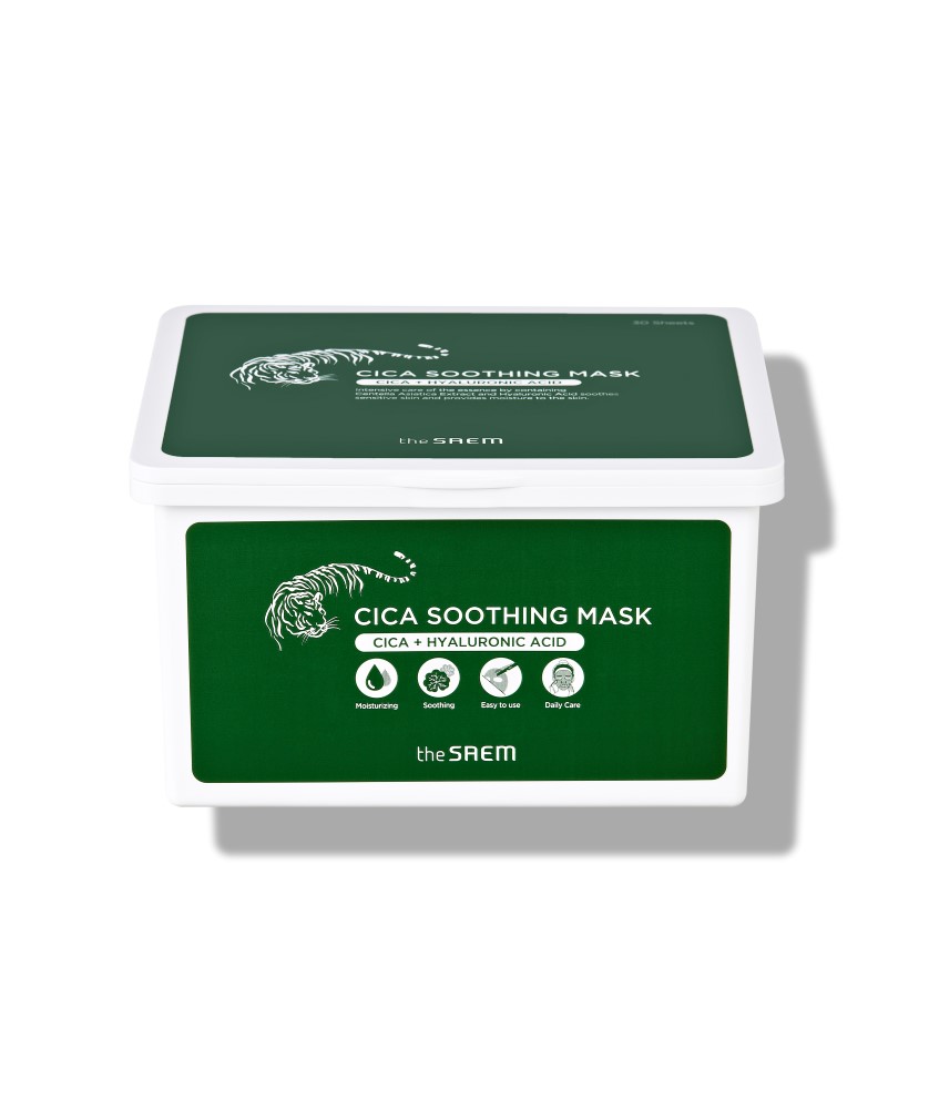 The Saem Cica Soothing Mask intensywnie nawilżająca maska w płachcie do twarzy, 30 szt./1 opak.