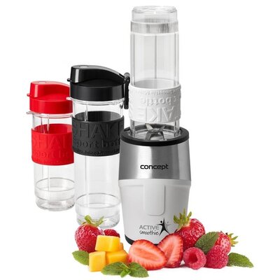 Blender kielichowy CONCEPT SM-3380 Smoothie Maker Biały (Sportowy) + 3 bidony w komplecie