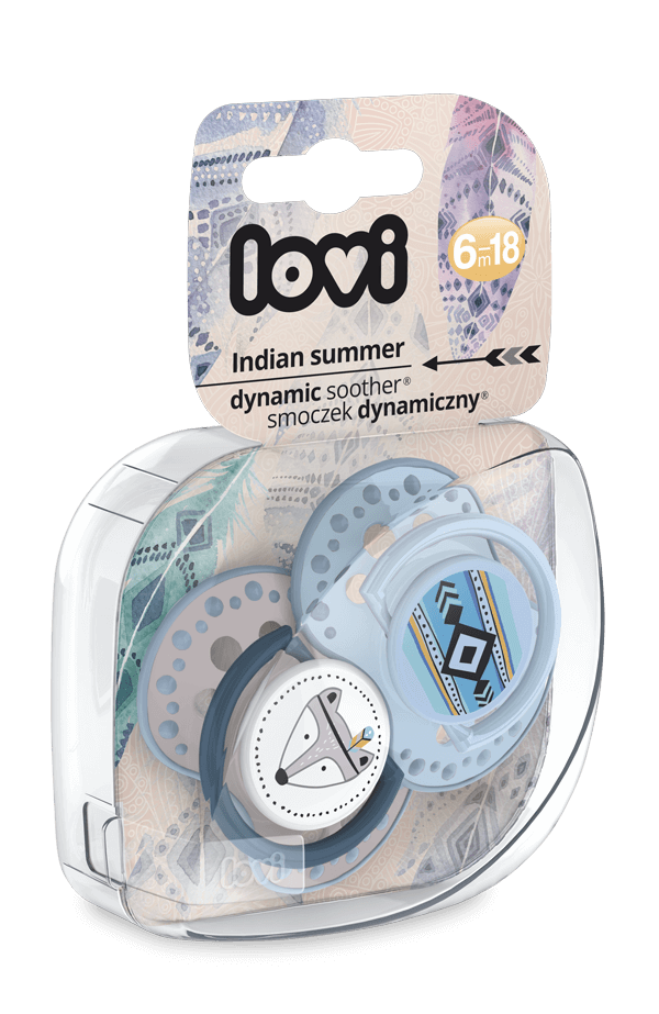 Lovi, silikonowy smoczek dynamiczny Indian Summer Boy 6-18 m 22/857boy, 2 sztuki