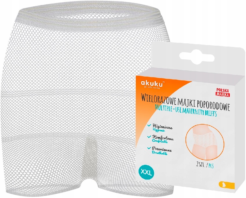 Majtki poporodowe wielorazowe xxl siatka Akuku 2szt