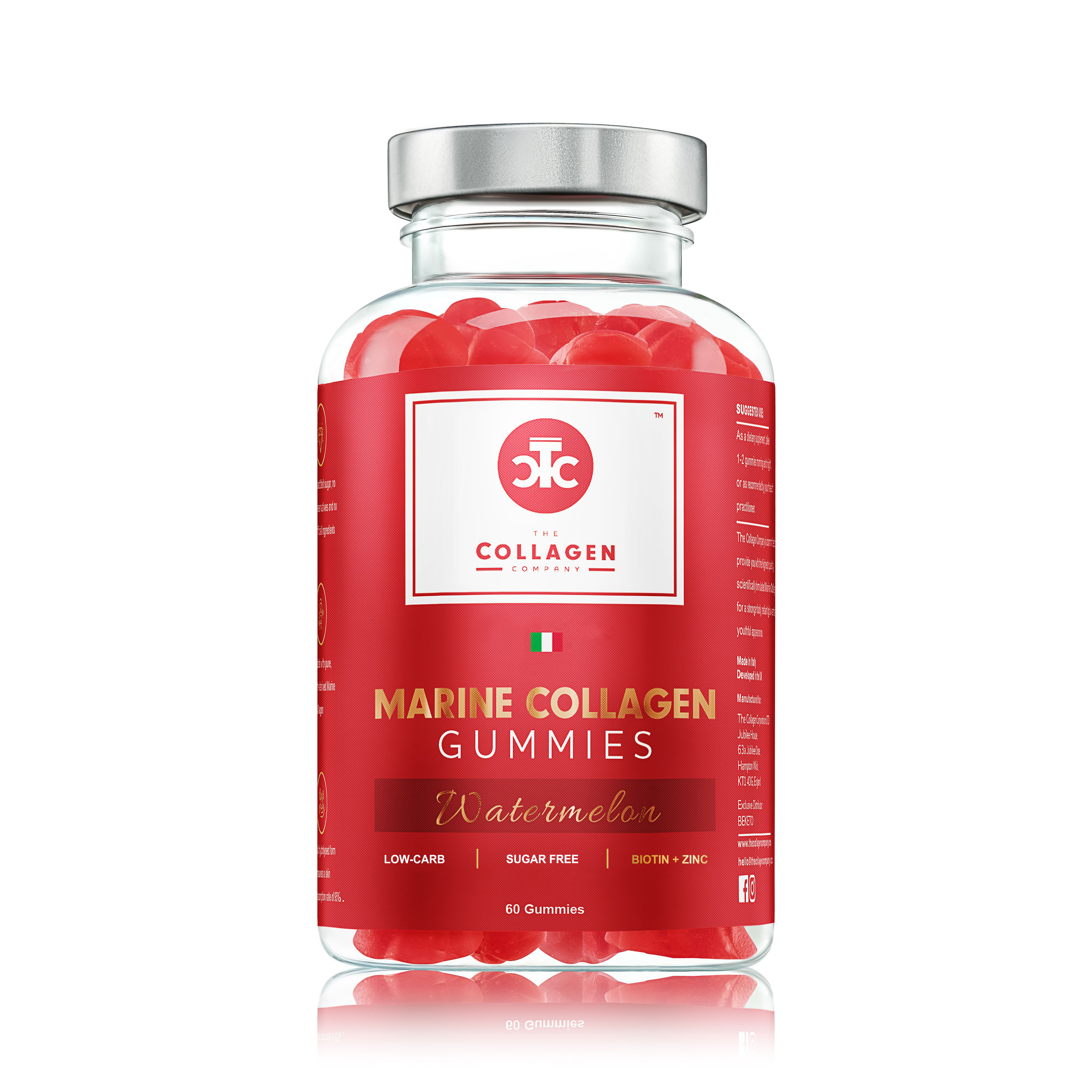 The Collagen Company żelki z kolagen morskim o smaku arbuzowym, 60 żelek/1 opak.