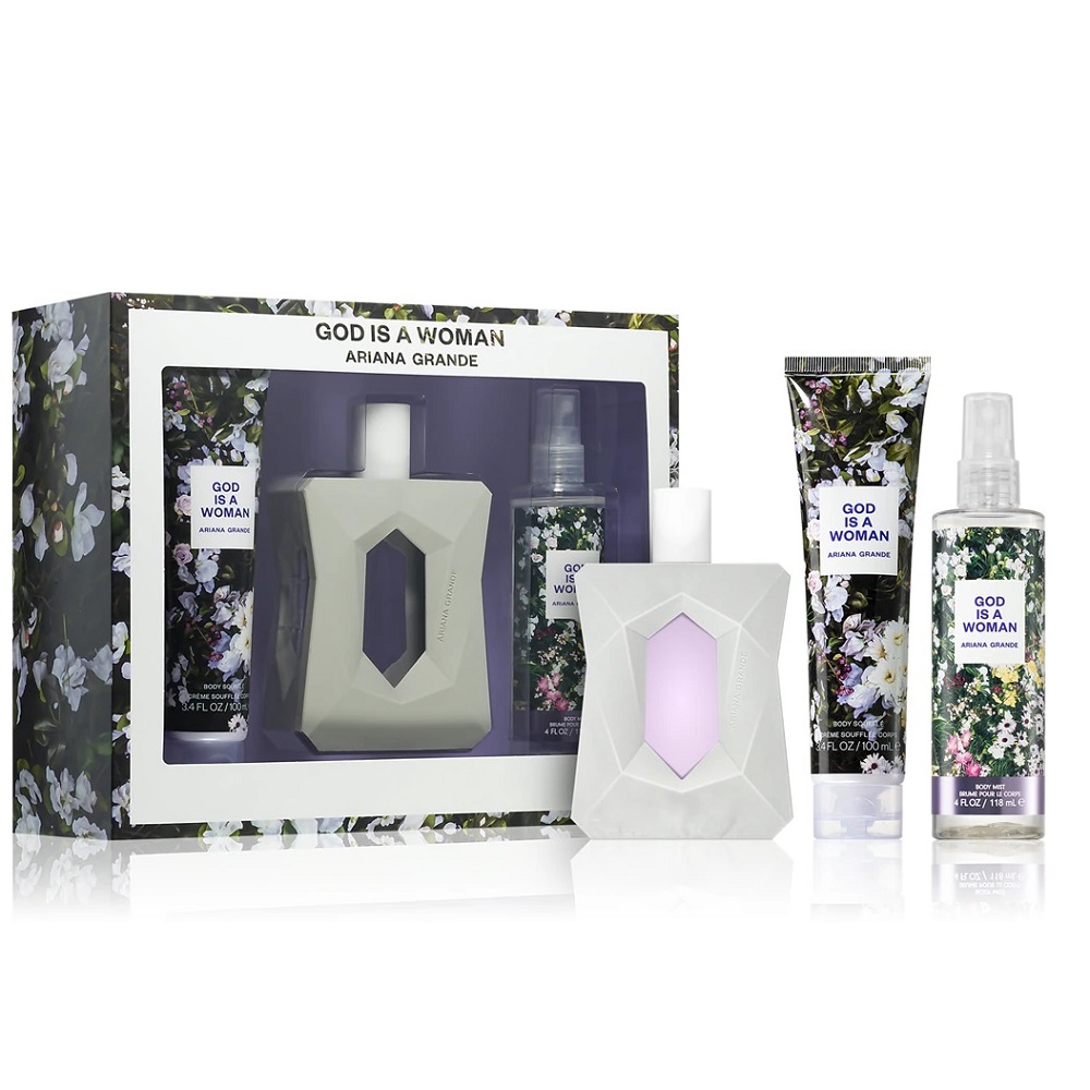 Ariana Grande God Is A Woman zestaw: woda perfumowana damska, 100 ml + mgiełka do ciała 118ml + balsam do ciała, 100 ml