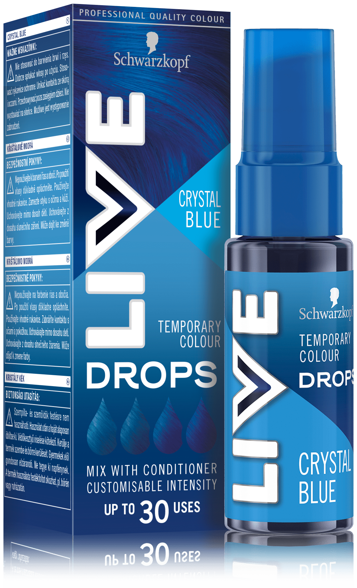 Live Drops półtrwała farba do włosów crystal blue, 30 ml