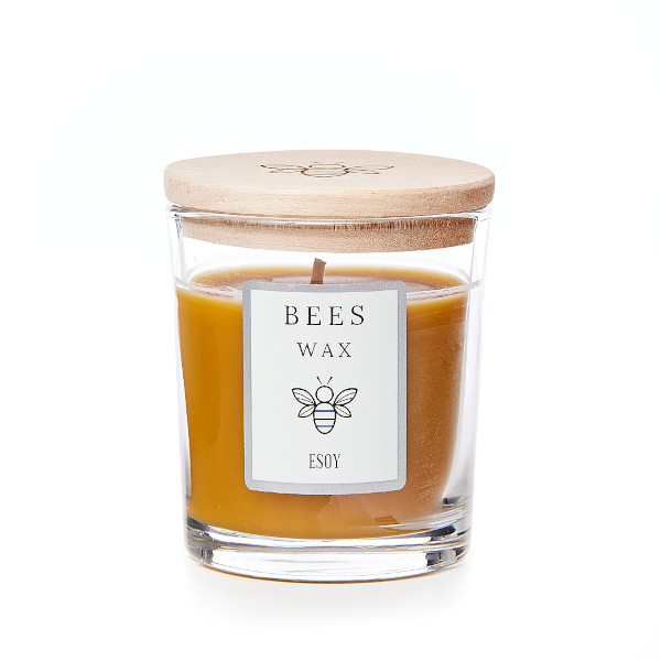 Esoy świeca z wosku pszczelego w bezbarwnym szkle, 120 g