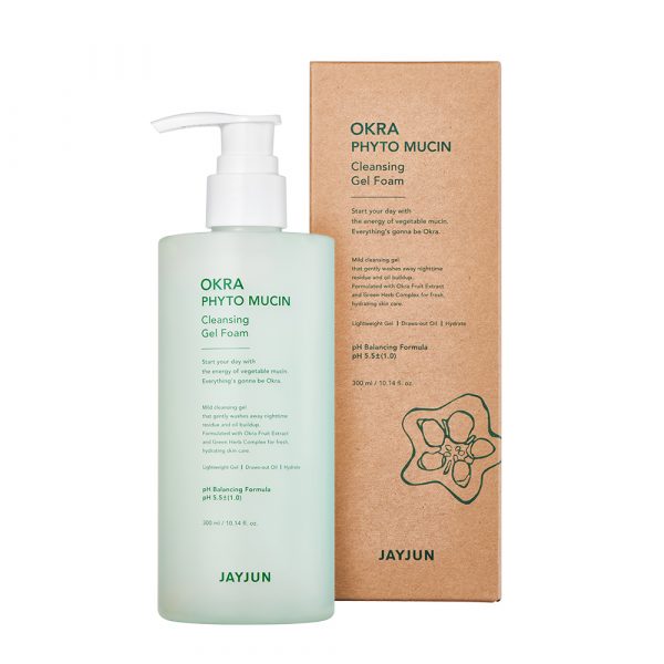 Jayjun Okra Phyto Mucin nawilżająca żelowa pianka oczyszczająca, 300 ml