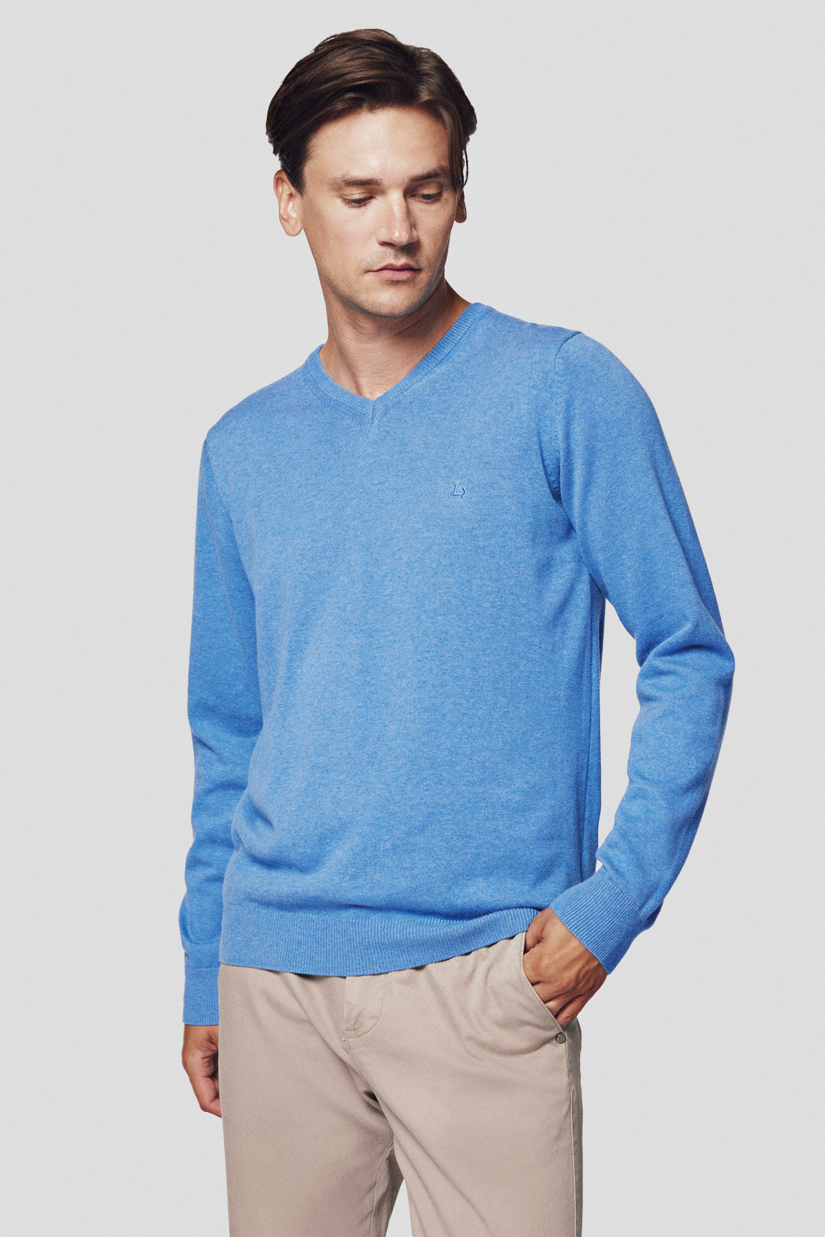 Lancerto Sweter Niebieski z Bawełną w Serek Lenny