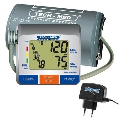 Ciśnieniomierz TECH-MED TMA-500 PRO z zasilaczem Szary