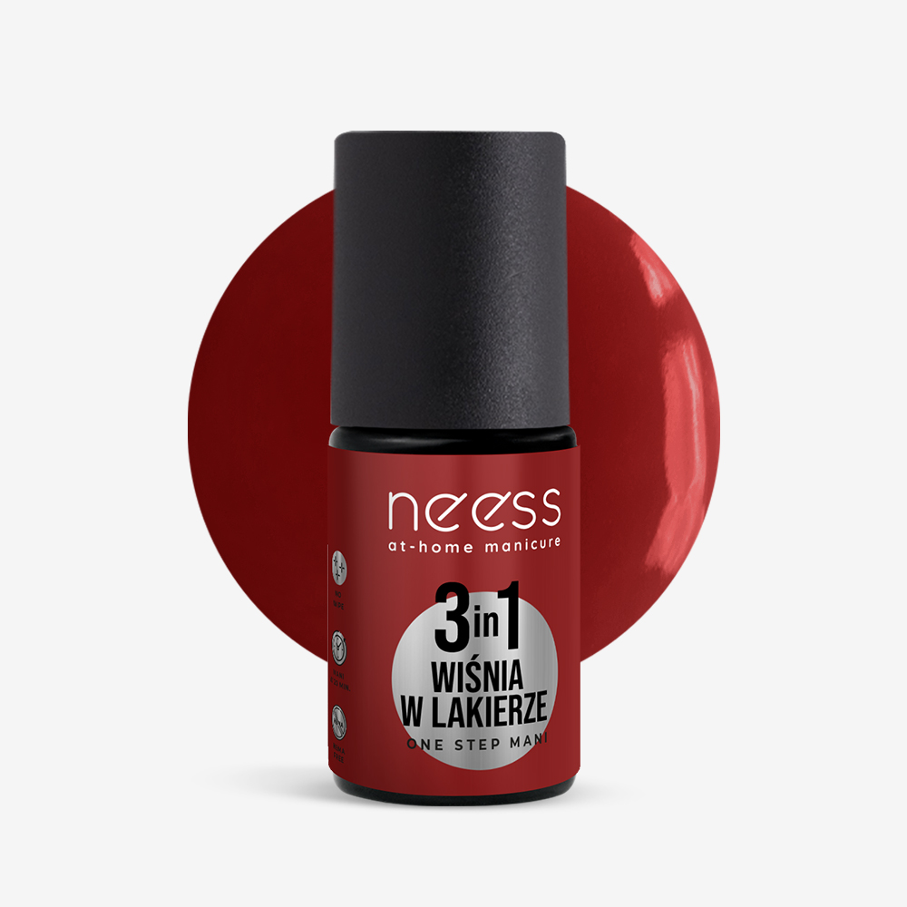 Neess One Step hybrydowa baza, kolor i top 3w1 do paznokci wiśnia, 4 ml