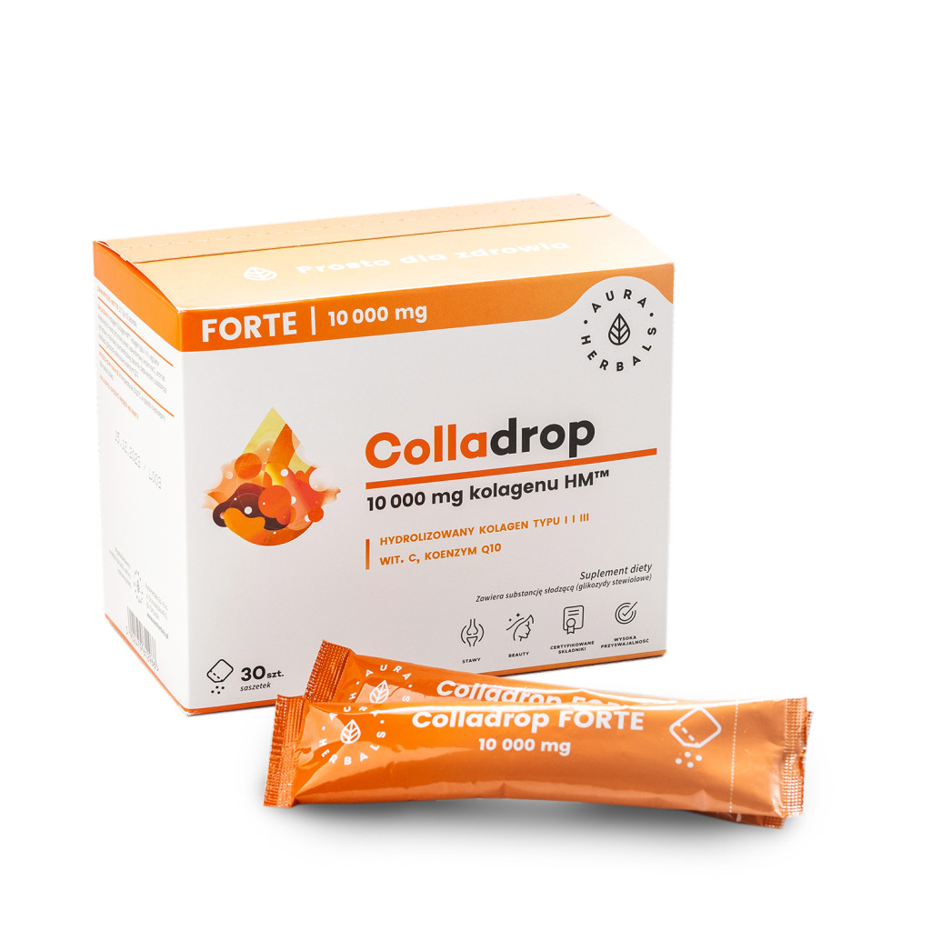 Aura Herbals Colladrop Forte suplement diety, kolagen morski 10000 mg, 30 sasz./1 opak.