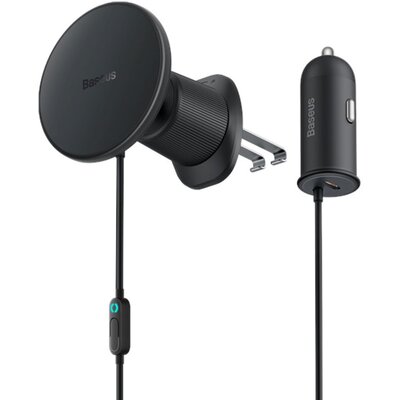 Uchwyt na telefon BASESUS CW01 z ładowarką USB-C Czarny