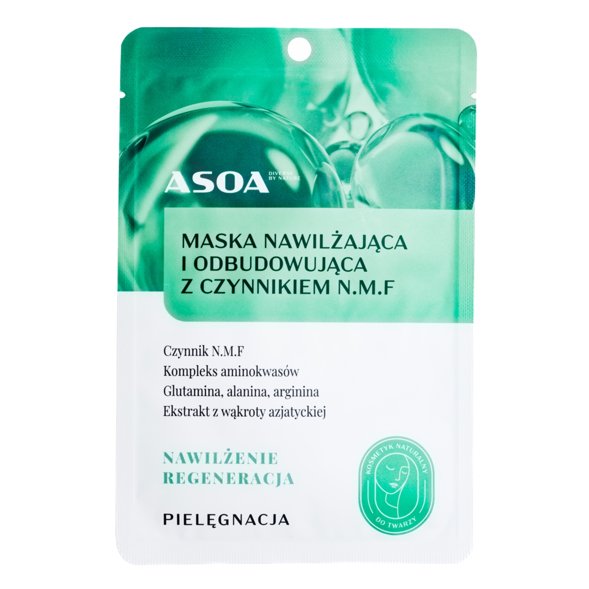 Asoa maska w płachcie nawilżająca i regenerująca, 30 g