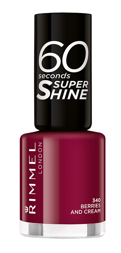 Rimmel 60 Seconds Super Shine szybkoschnący klasyczny lakier do paznokci 340 berries and cream, 8 ml