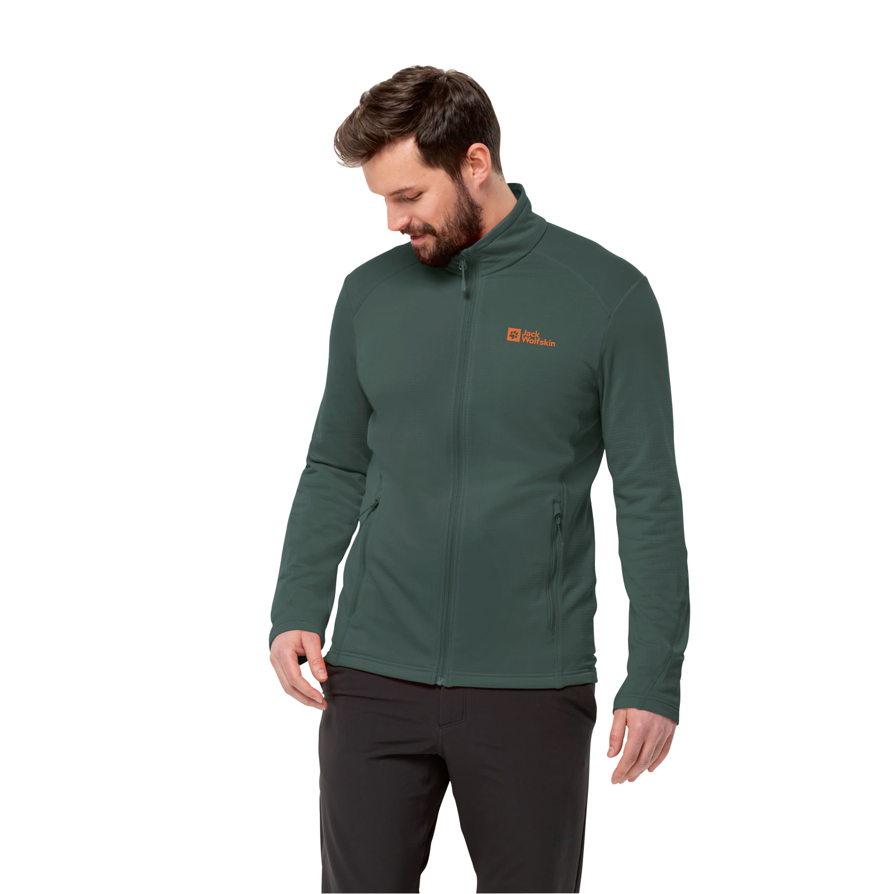 Męska kurtka polarowa Jack Wolfskin KOLBENBERG FZ M black olive - XXL