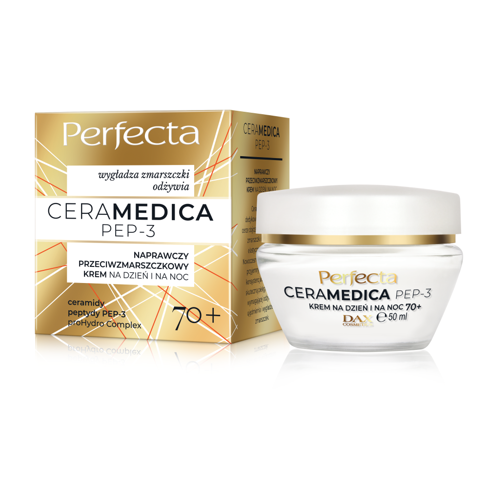 Perfecta Ceramedica Pep-3 naprawczy przeciwzmarszczkowy krem do twarzy 70+ na dzień i noc, 50 ml