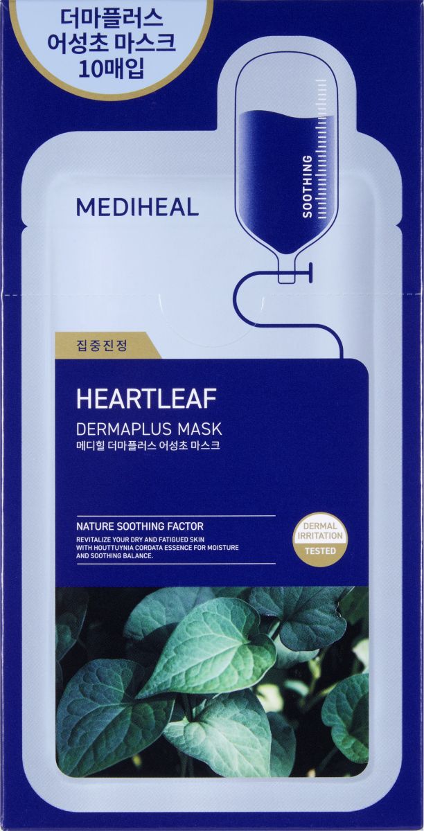 Mediheal Dermaplus Heartleaf kojąca maska w płachcie do twarzy, 22 ml
