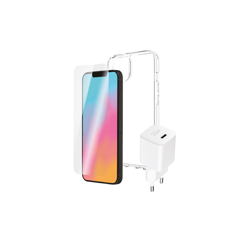 B.On Starter Pack – zestaw startowy do iPhone 14 (obudowa ochronna, szkło ochronne, ładowarka sieciowa 20W)