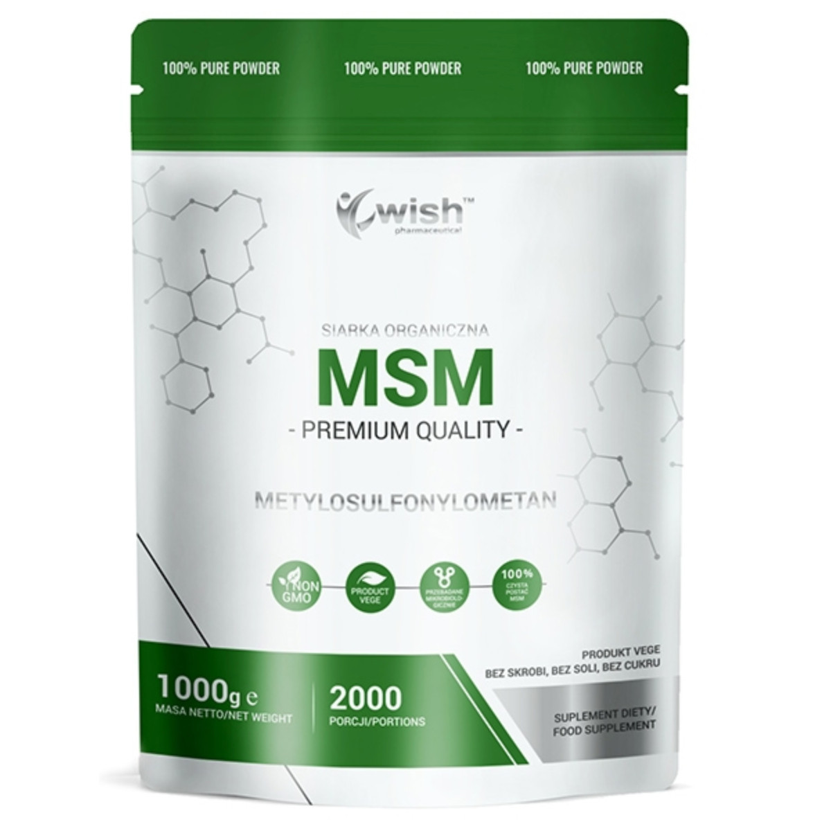 Wish MSM Siarka Organiczna suplement diety, 1000 g