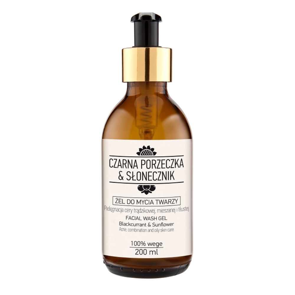 NOVA KOSMETYKI żel do mycia twarzy dla każdego rodzaju skóry, czarna porzeczka & słonecznik, 200 ml