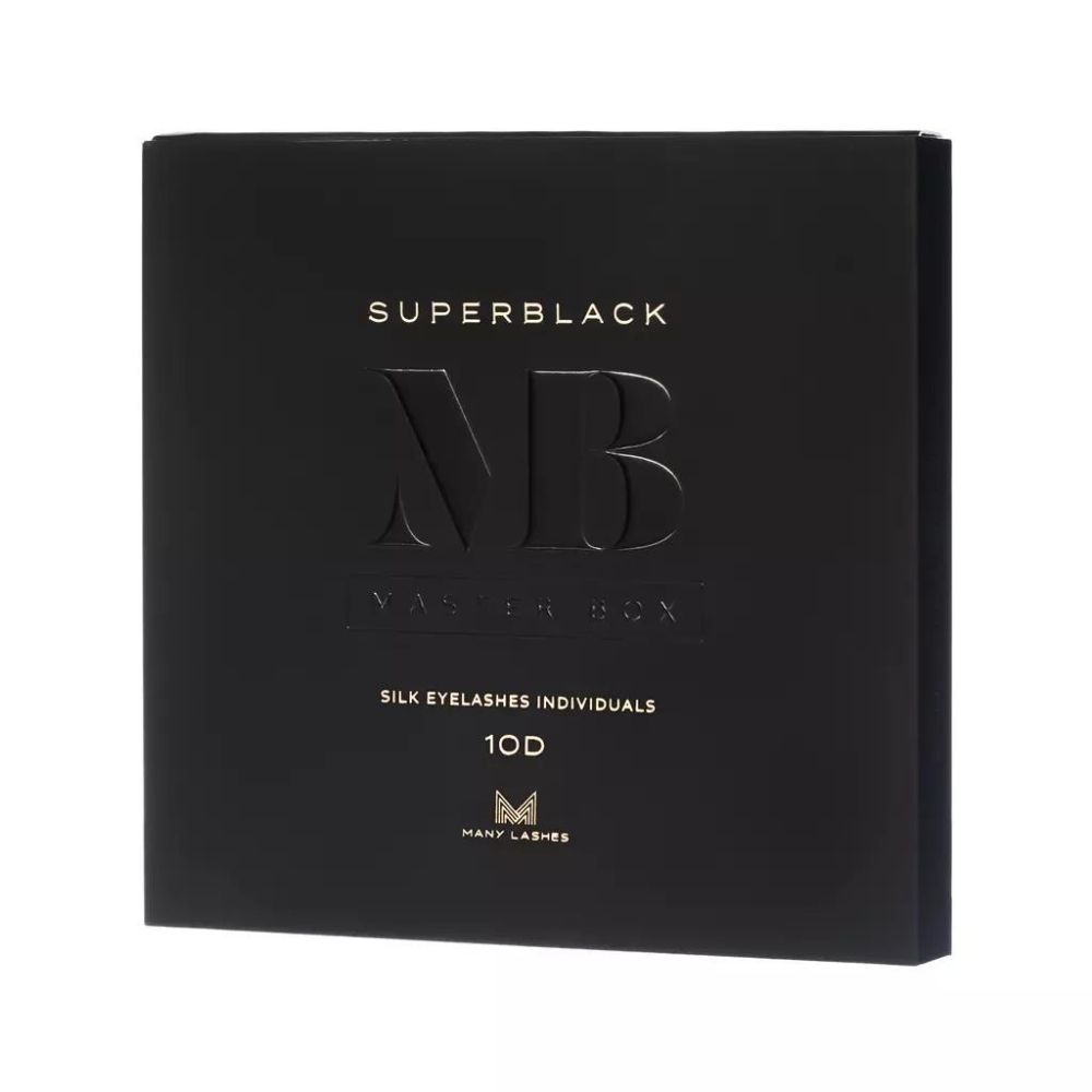 Many Beauty Master box Superblack Silk Eyelashes Individuals zestaw kępek rzęs do makijażu 10D, skręt D - mocny skręt, 1 zest.