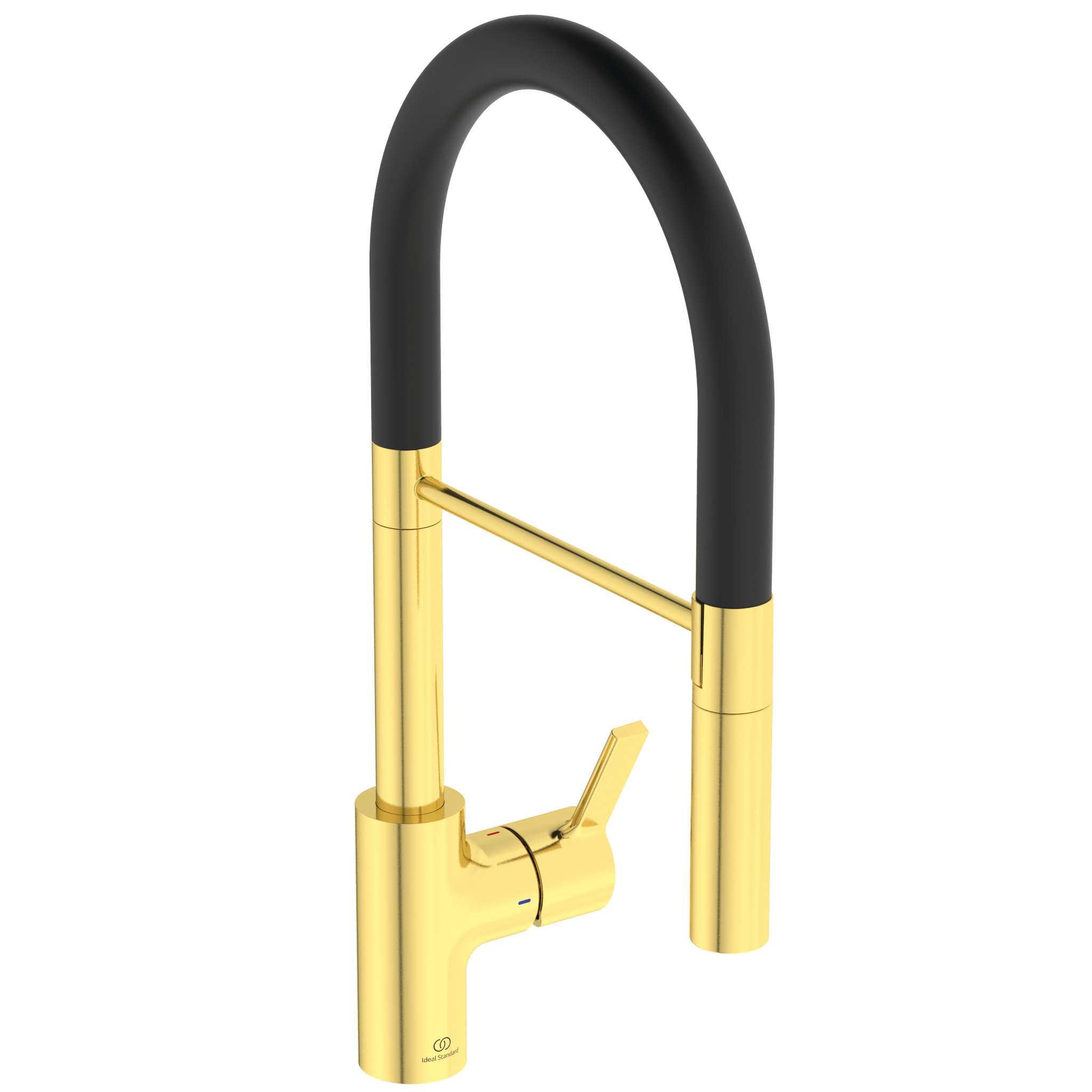 Ideal Standard - Bateria kuchenna Gusto jednootworowa z elastyczną wylewką semi-pro Złota matowa