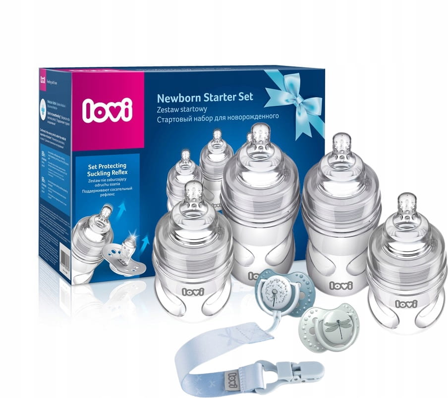 LOVI zestaw startowy butelki smoczki botanic BOY BABY SHOWER