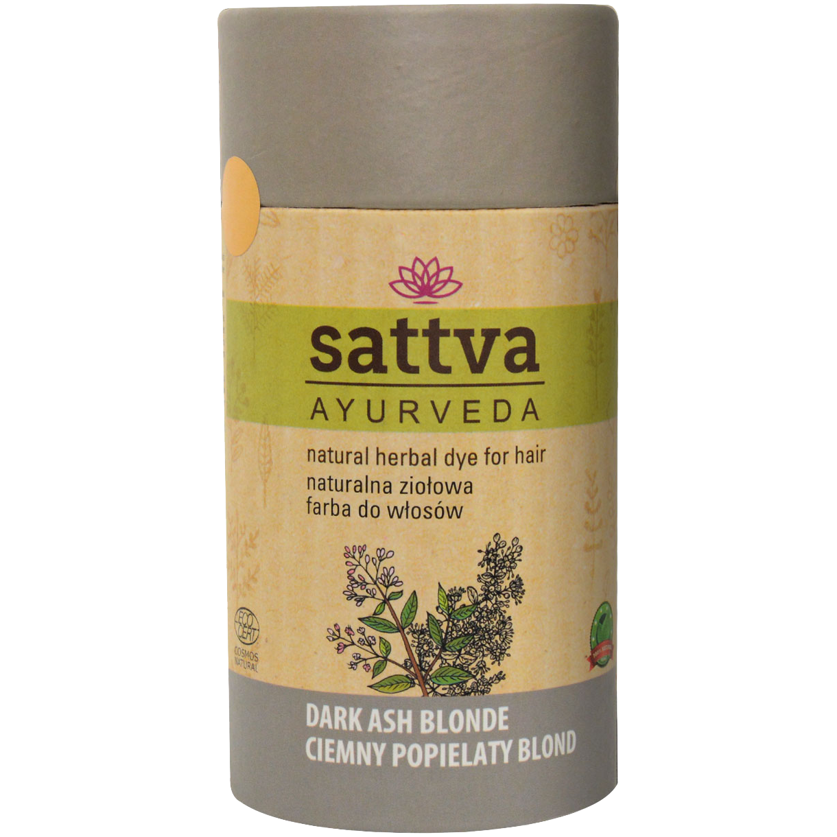 Sattva Ayurveda naturalna ziołowa farba do włosów ciemny popielaty blond, 150 g