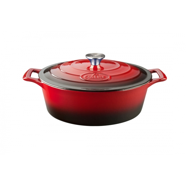 La Cuisine - Garnek żeliwny owalny Pro 33cm 6.5l Czerwony