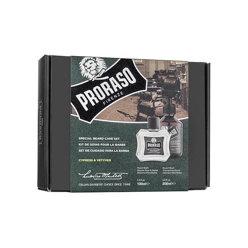 Proraso Duo Pack Beard Cypress and Vetyver zestaw do pielęgnacji brody: balsam, 100 ml + szampon, 200 ml